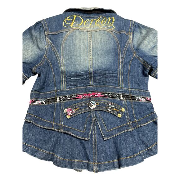 Y2K Dereon for Beyoncé Women’s‎ Short Sleeve Fitted Denim Jacket Size Medium NWT - Picture 3 of 13